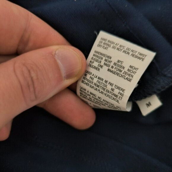 Blue Mini Sheath Dress with Crew Neck and Cuffed Sleeves - Picture 7 of 10